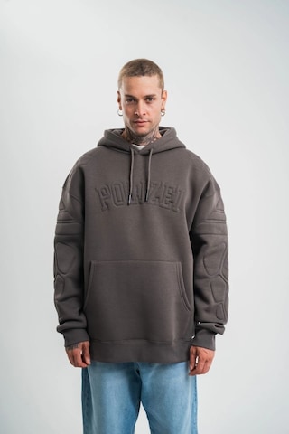 Mbb E-ticaret Erkek Nakışlı Kapüşonlu Oversize 3 İplik Pamuklu Sweatshirt Hoodie - Füme