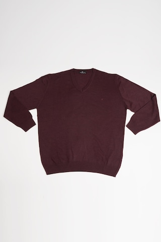 Woolen World V Yaka Battal Büyük Boy Yünlü Triko Kazak Bordo
