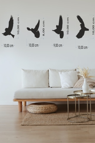 Dekoratif 4'lü Kuş Duvar Süsü Duvar Dekoru