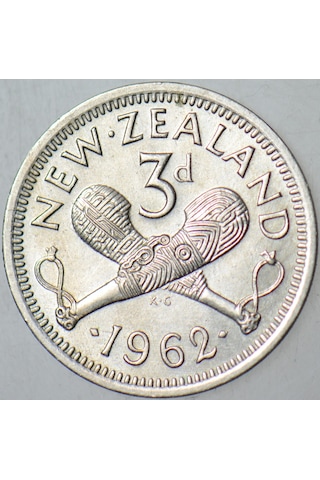 Yeni Zelanda 3 Pence 1962 Kraliçe Iı. Elizabeth. Çil -