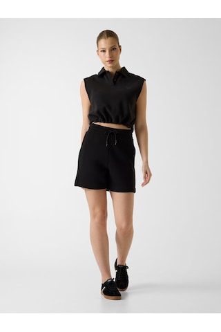 Guess Habi Kolsuz Kadın Polo Crop T-shirt V6gp02k2956 Siyah