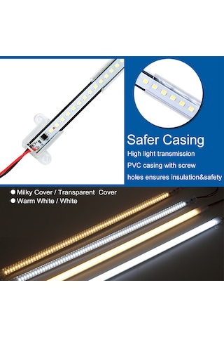 2 Adet 1 Metre Yüksek Lümen Beyaz Işık Şerit Led Bar 220v Opak, Butonlu Fişli, Mutfak Dolap Altı Yeşil-Opak