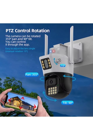 Icsee 223 6mp Dual Lens 355 Görüş Hareketli Gece Görüş Sesli