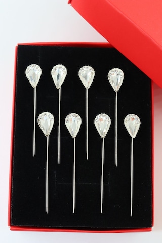 Numetal 8 Li Pırlanta Taşlı Eşarp İğnesi. Şal İğnesi. Türban İğnesi. Başörtü İğnesi. Eşarp Ve Şal İğnesi Gümüş