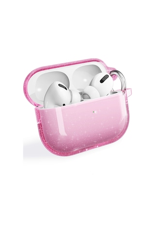 Teknodur Air-pods Pro 2 Allstar Airbag 32 Parlayan Simli Saydam Renkli Kılıf-pembe Pembe