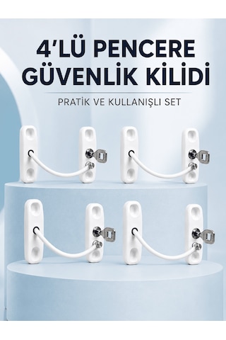 Shnstore Pencere Ve Kapılar İçin Anahtarlı Güvenlik Kilidi 4 Lü Set Shntknd0720