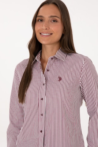 U.S. Polo Assn. Kadın Bordo Çizgili Uzun Kollu Gömlek 50316492-VR177