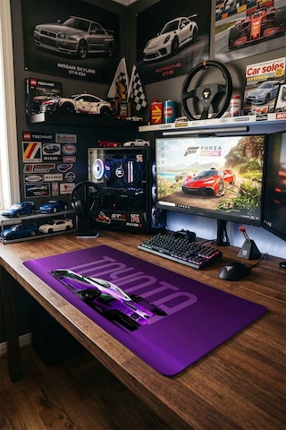 Toyota Supra Mor Yeşil Drift Tasarımı 40x90 Cm Oyuncu Mousepad Kaymaz Taban Büyük Boy
