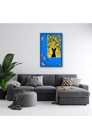 Çiçekli Pencerede Siyah Kedi Metal Tablo 63x95 Cm Çok Renkli Çiçekli Pencerede Siyah Kedi Metal Tablo 63x95 Cm Çok Renkli