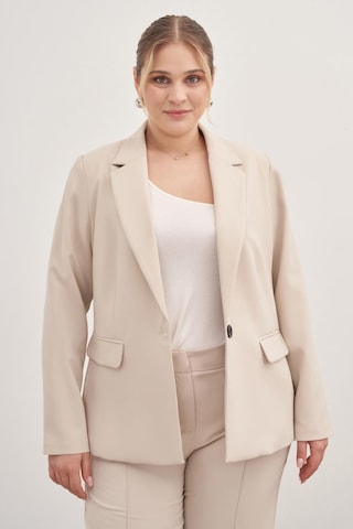 Astarlı Tek Düğmeli Blazer-1758-krem Krem