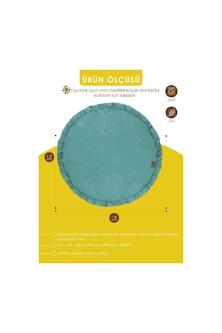 Mordesign Bebek/çocuk Oyun Halısı, Yenidoğan Emekleme Pedi, Aktivite Matı, Çok Amaçlı Minder, Kampçı Serisi 110 X 110 Yeşil