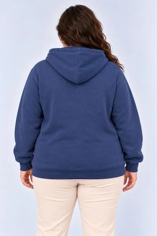 Zennamoda Battal Büyük Beden Üç İplik İçi Şardonlu Kapüşonlu Kanguru Cepli Kışlık Sweatshirt - Lacivert
