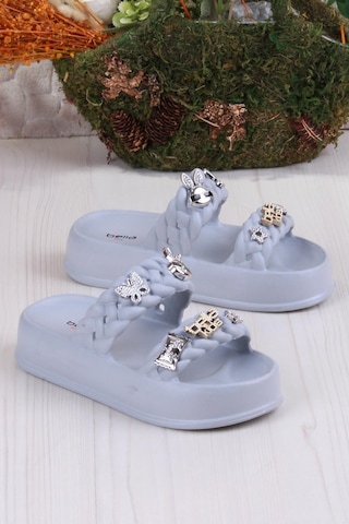 Fort Bella E423 Plaj Deniz Havuz Terliği Hafif Rahat Esnek Kız Çocuk Terlik Gri