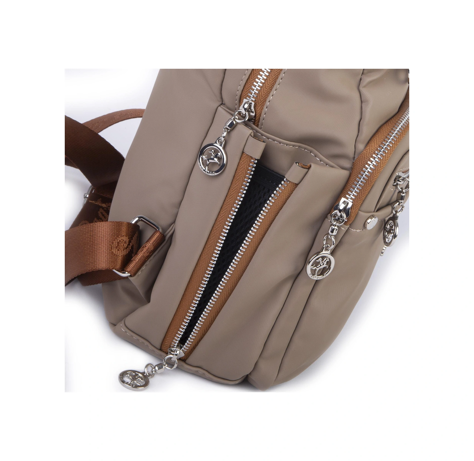 Nas Bag Kadın Çok Gözlü Sırt Çantası Vizon Taba Buzzy Vizon