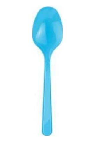 Omeyva 23 Cm. Plastik Mika Turkuaz Sorfa Piknik Seti - 6 Kişilik Tabak Bardak Çatal Kaşık Takımı