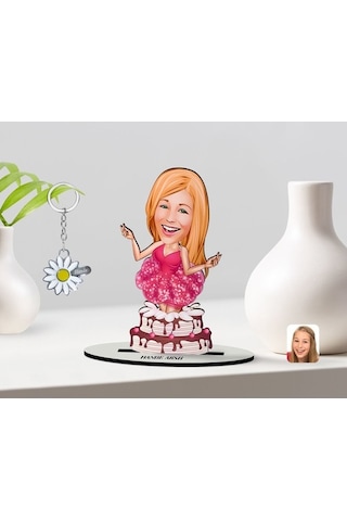 Kişiye Özel Kadın Doğum Günü Karikatürlü 3D Ahşap Biblo Ve Isimli (473566404)