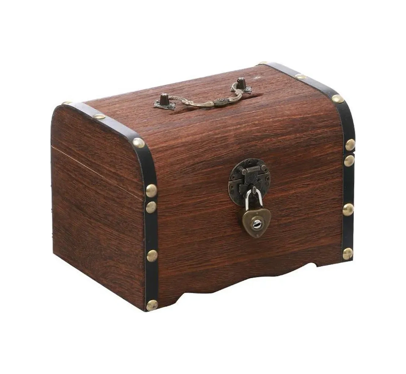 Konesam Antik Stilde El Yapımı Ahşap Kasa, Kilitli Para Kazan, 15x10x10cm, Tatil Ve Özel Günler İçin, Hızlıca Parayı Sakla Haki
