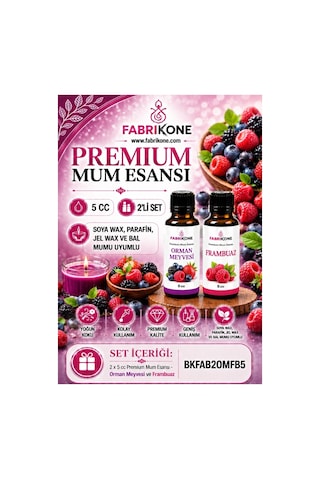 Premium Mum Esansı 5 Cc 2'li Set - Orman Meyvesi, Frambuaz - Soya Wax, Parafin, Jel Wax Ve Bal Mumu Uyumlu Bkfab2omfb5 Karışık