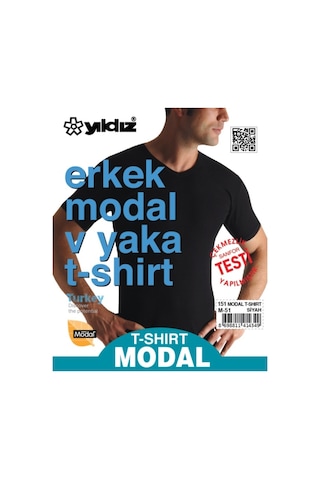 3'Lü Yıldız Modal Pamuk Erkek V Yaka Fanila T-Shirt