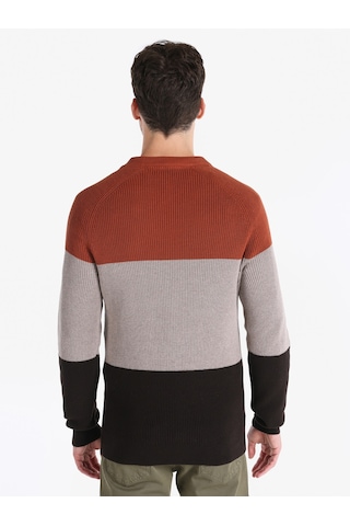 Colin's Colins Regular Fit Bisiklet Yaka Çizgili Triko Kahverengi Erkek Kazak Cl1066283 Kahverengi