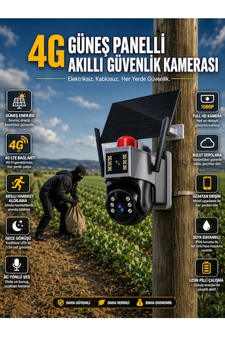 Güneş Panelli 4g Sim Kartla Çalışan Akıllı Kamera-çift Kameralı