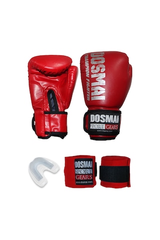 Dosmai Esquize Boks Eldiveni Boks Dişlik Boks Bandaj Seti Kırmızı