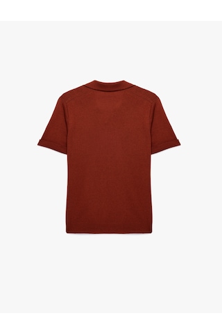 Koton Regular Fit Kısa Kollu Keten Karışımlı Polo Yaka Triko Tişört Kiremit 6sam70030ht