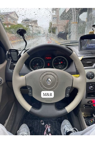 Megane 2  Kaplama Deri Direksiyon Kılıfı Siyah