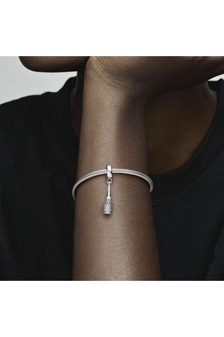 Nur Silver Şarap Şişesi Gümüş Sallantılı Charm Nur-ch00011 Çok Renkli