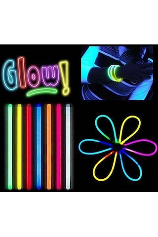 Glow Stick Fosforlu Kırılan 20 CM Eğlence Çubuk 100 Adet Parti