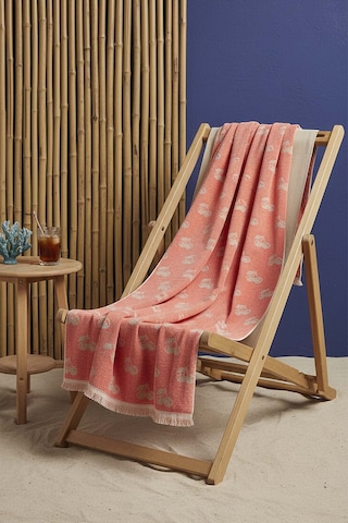 Mercan & Bej Cherry %100 Pamuklu Plaj Havlusu 70x140 Cm