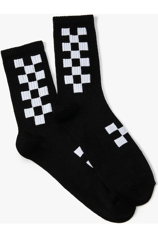 Koton Soket Çorap Geometrik Desenli Siyah 4wam80384aa 4WAM80384AA999 Siyah