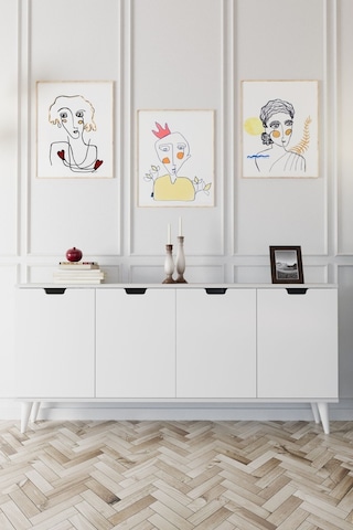 Elegant 4 Kapaklı Dekoratif Konsol Beyaz