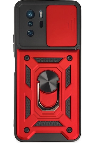 Poco X3 Gt Kılıf Pars Lens Yüzüklü Silikon - Kırmızı Çok Renkli