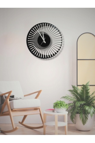 3d Efektli Şık Modern Zarif Metal Duvar Saati Siyah