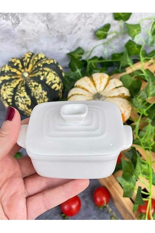 Porselen Kapaklı Şekerlik, Mini Kahvaltılık Reçellik 23979