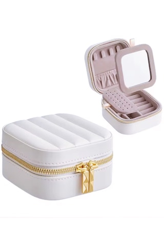 Mk-35 Lüks Mini Seyahat Takı Kutusu - Mücevher Düzenleyici Aynalı