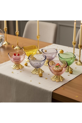 Aymın Kristal 6 Lı Asorti Lokumluk Seti Çok Renkli