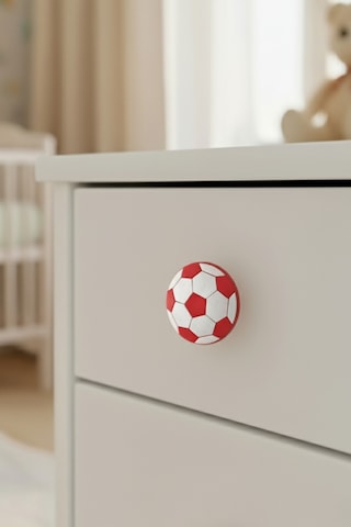5 Adet Futbol Topu Çocuk Odası Mobilya Kulbu Seti - Polyester - Tek Vidalı Dolap Ve Çekmece Kulpları Kırmızı