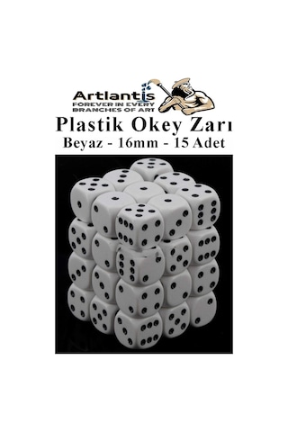 Beyaz Okey Zarı 15 Adet Beyaz Renkli Oyun Zarı Plastik Akrilik 16 Mm Şeffaf Zar Masa Oyunları Zarı Eğlence