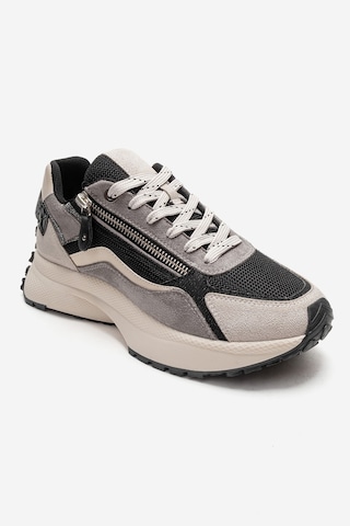 Luvishoes Rocca Buz Siyah Fermuar Detaylı Kadın Sneaker Buz Mavi - Siyah
