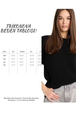 Trikonova Oversize Triko Kazak Siyah