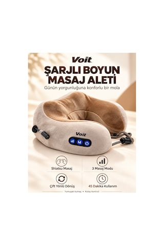 Soft Relax Masajlı Seyahat Yastığı Boyun Masaj Yastığı U Şekilli Yumuşak Dokulu