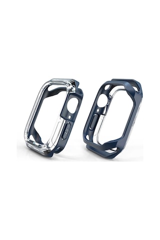 Ekılıf - Apple Uyumlu Watch 7 41mm - Kasa Ve Ekran Koruyucu Sert Pc + Silikon Koruyucu Watch Gard 08 - Koyu Yeşil