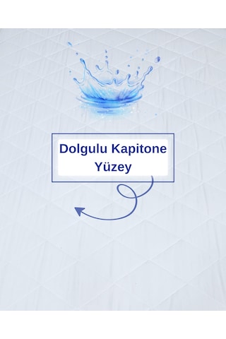 Çift Kişilik 180x200 Su Geçirmez Fitted Lastikli Yatak Koruyucu Alez Kapitone Silikon Elyaf Beyaz