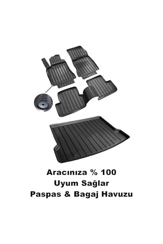 Peugeot 3008 Üst 2016+2023 Araca Özel Lüx 3d Paspas Ve Bagaj Havuzu