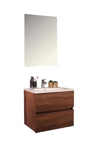 Kobos Simple 60 Cm Çekmeceli Banyo Dolabı Seti Miling Oak Ahşap