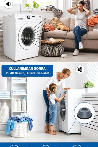 4 Adet Titreşim Engelleyici Ayak - Kaymaz Beyaz Eşya Mobilya Altlığı Ayağı - Sert Kaliteli Plastik Ses Giderici Ayak Gri