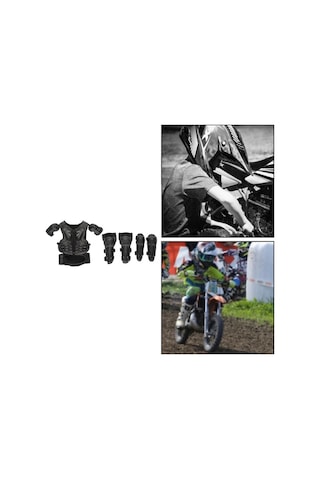 Suntek Çocuklar İçin Motosiklet Zırh Takım Diz Dirsek Göğüs Sırt Koruyucu Pedleri Siyah