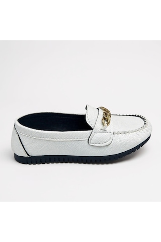 Dosa Shoes Kadın Babet Taba Zincir Tokalı Hafif Rahat Taban Şık Günlük Ayakkabı Beyaz